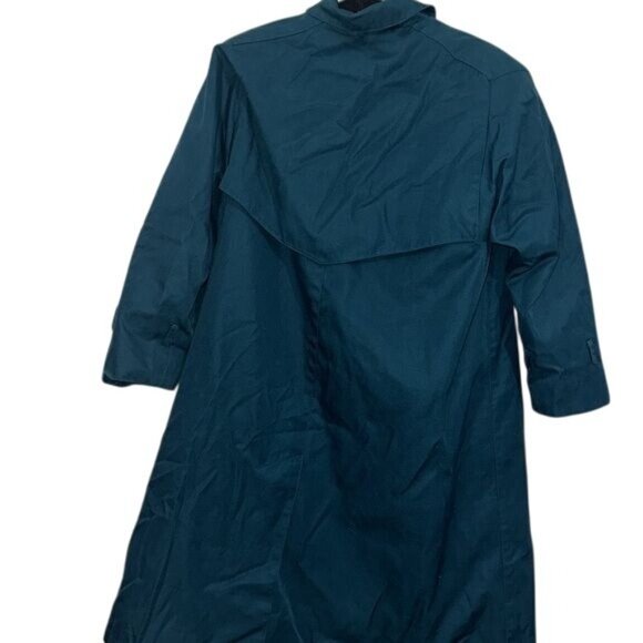 J.G. Hook Womens Teal Trench Coat Size 6 Demi Petite Polyester Wool Blend - Picture 10 of 12